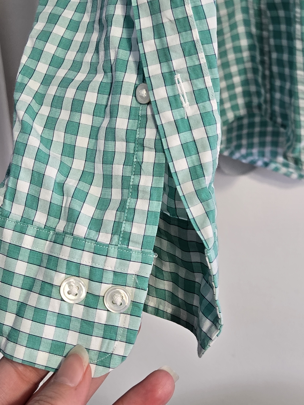 Brooks Brothers Regent Fit Green Gingham Button Down Shirt Mens XL 100% Cotton - Picture 3 of 7